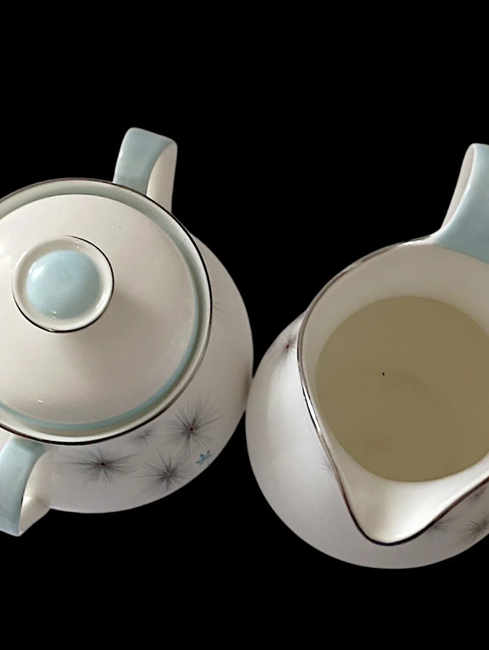 Royal Doulton Thistledown Sugar Bowl Creamer Set H4943 Bone China Vintage Atomic